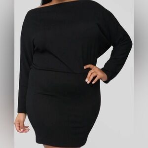 Fashion Nova Black Long Sleeve Bodycon Sweater Dress